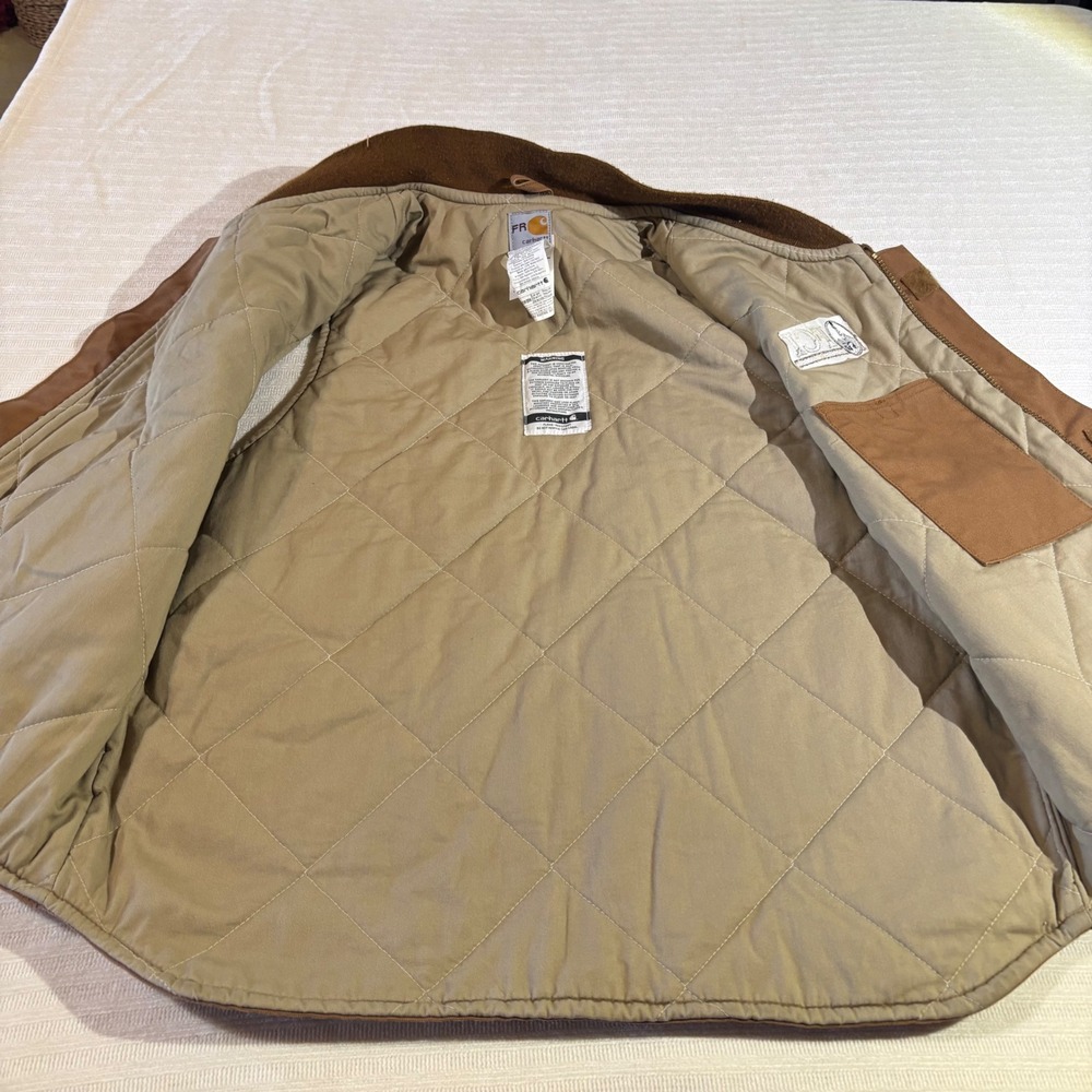 Carhartt FR Flame Resistant Duck Vest Brown Quilted Lining FRV036 BRN Large Reg - Picture 5 of 12